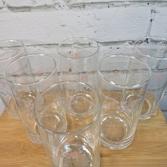 CORELLE ENGLISH BREAKFAST SET OF 6 DRINKING GLASSES VINTAGE EUC - Picture 3 of 6